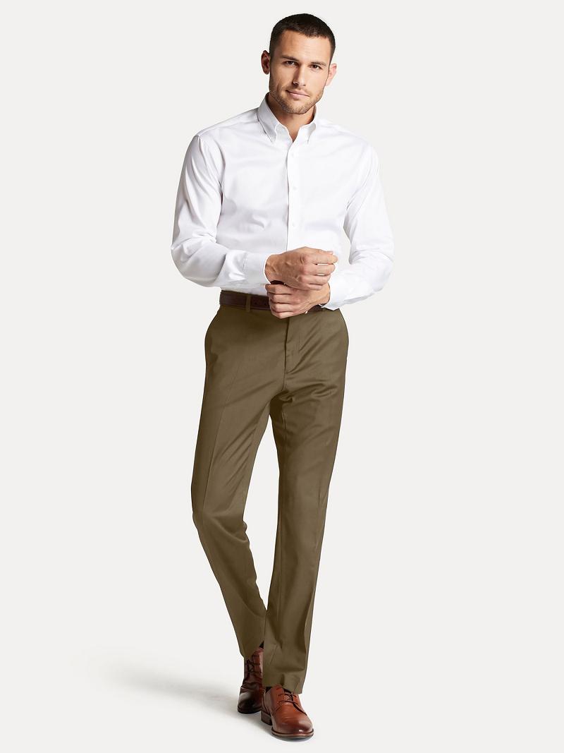 Pantalon Tommy Hilfiger Regular fit tan sharkskin wool Homme Marron | FR_M31334