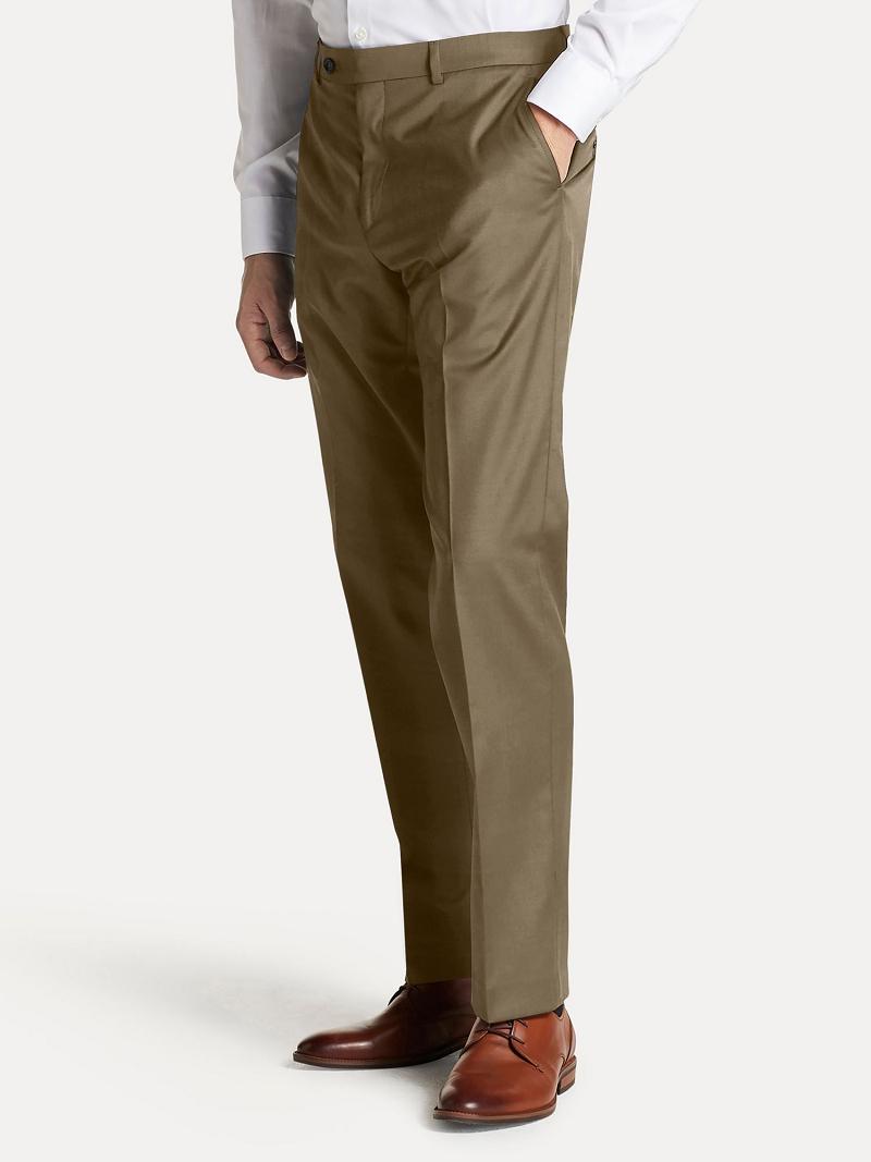 Pantalon Tommy Hilfiger Regular fit tan sharkskin wool Homme Marron | FR_M31334