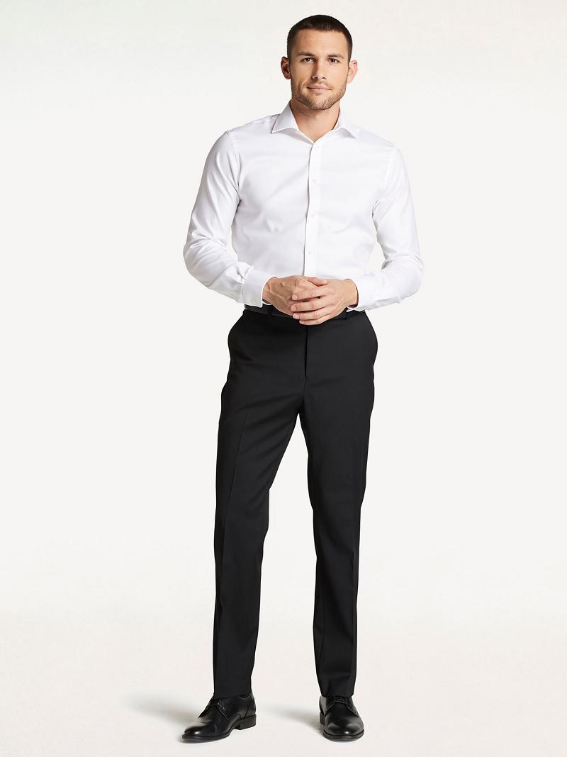 Pantalon Tommy Hilfiger Regular fit twill wool Homme Noir | FR_M31335