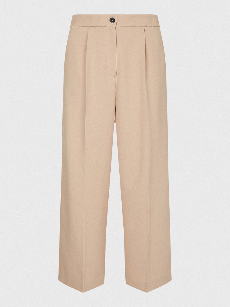 Pantalon Tommy Hilfiger Relaxed Fit Larges-Leg Femme Beige | FR_W21250