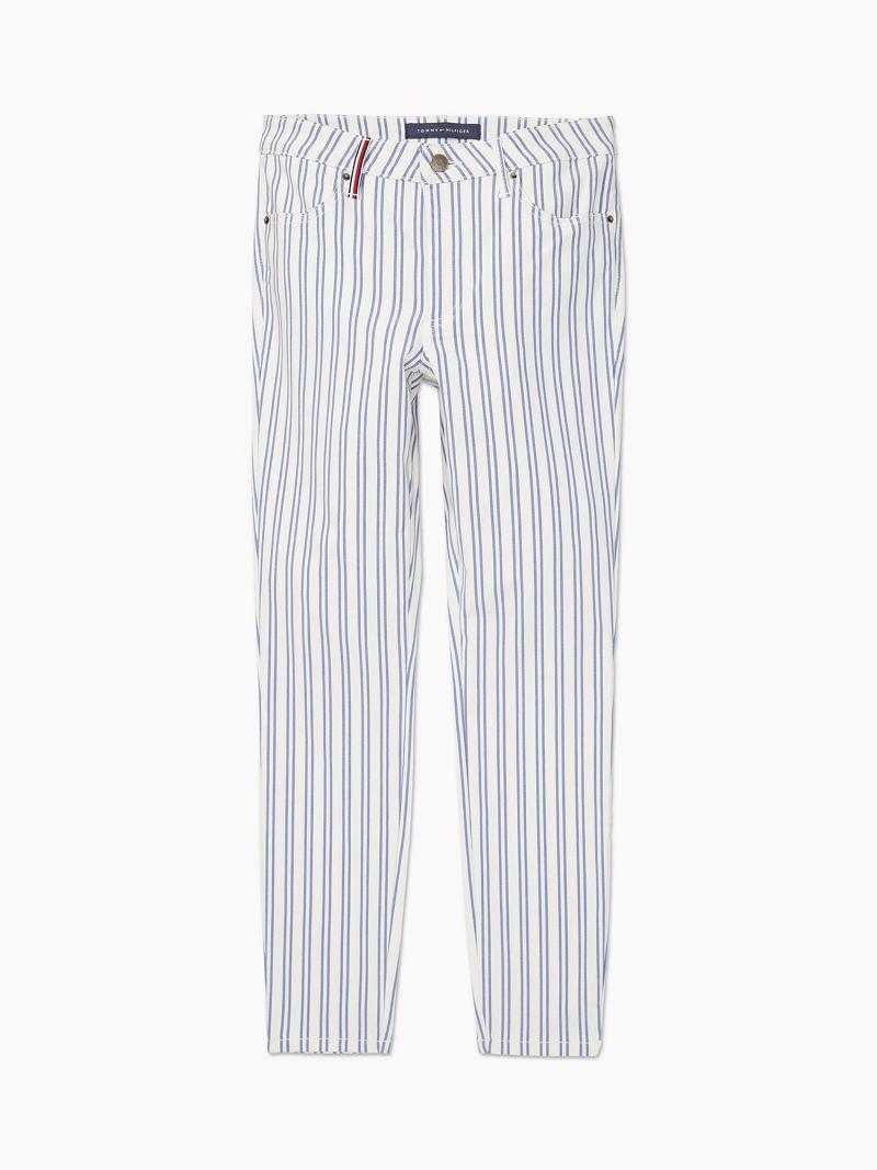 Pantalon Tommy Hilfiger Retro Stripe Femme Blanche | FR_W21251