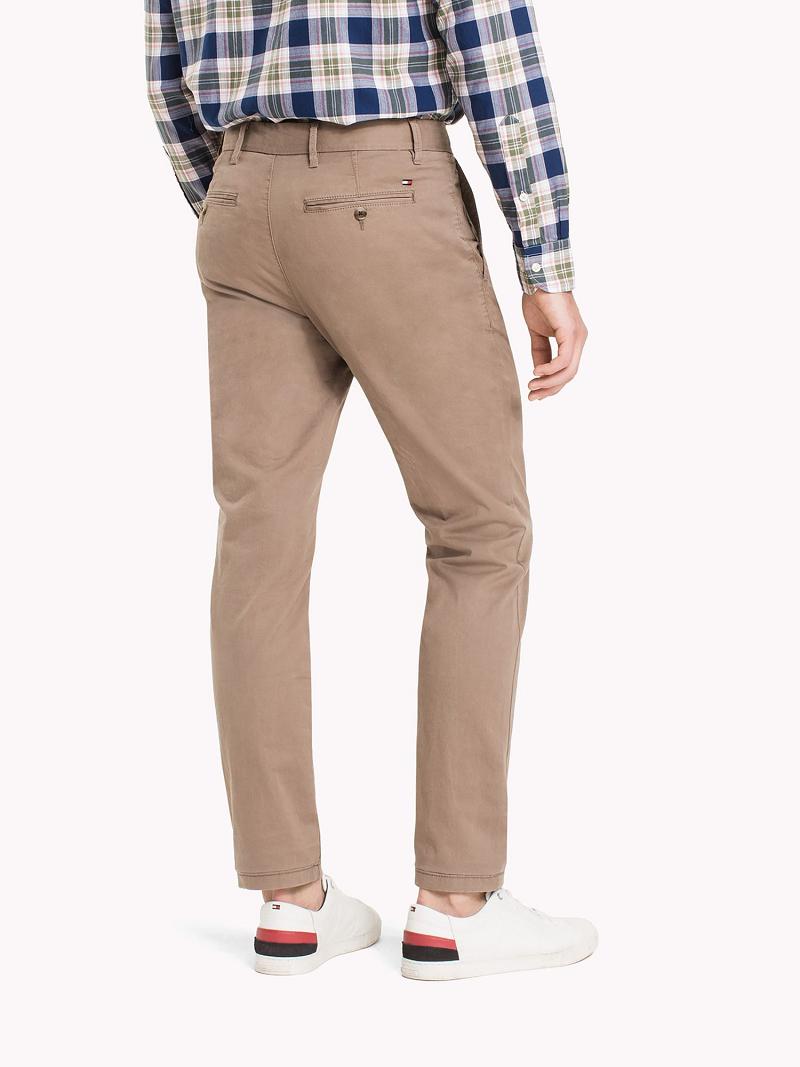 Pantalon Tommy Hilfiger Straight fit stretch organic cotton twill chino Homme Kaki | FR_M31341