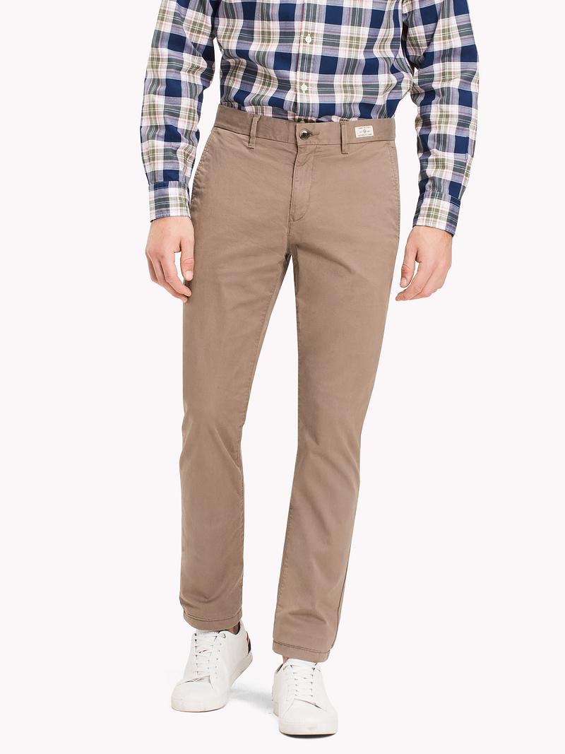 Pantalon Tommy Hilfiger Straight fit stretch organic cotton twill chino Homme Kaki | FR_M31341