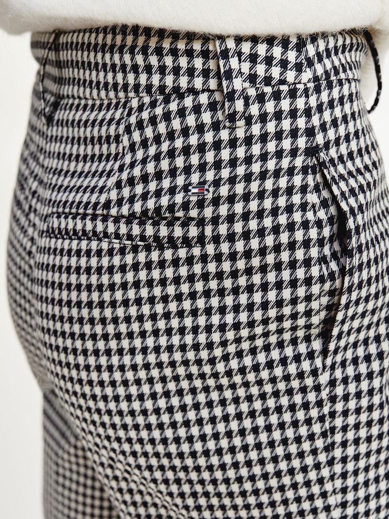 Pantalon Tommy Hilfiger Tapered Houndstooth Femme Noir | FR_W21257