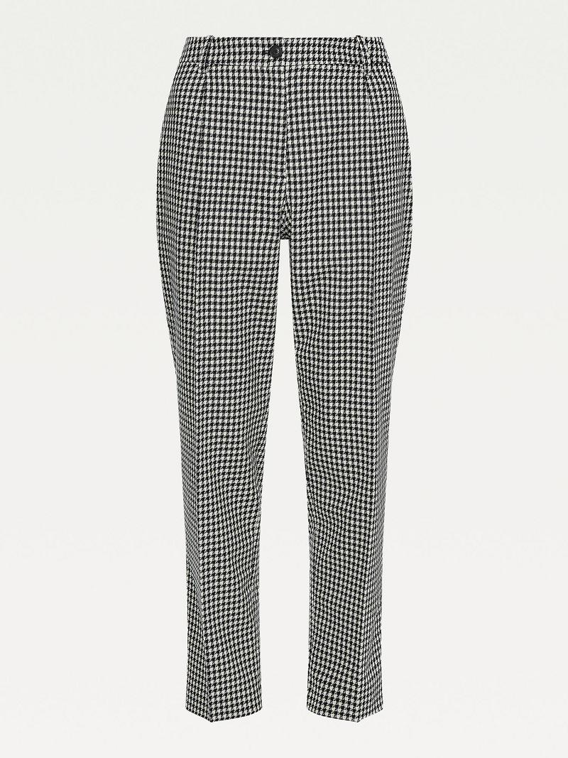 Pantalon Tommy Hilfiger Tapered Houndstooth Femme Noir | FR_W21257