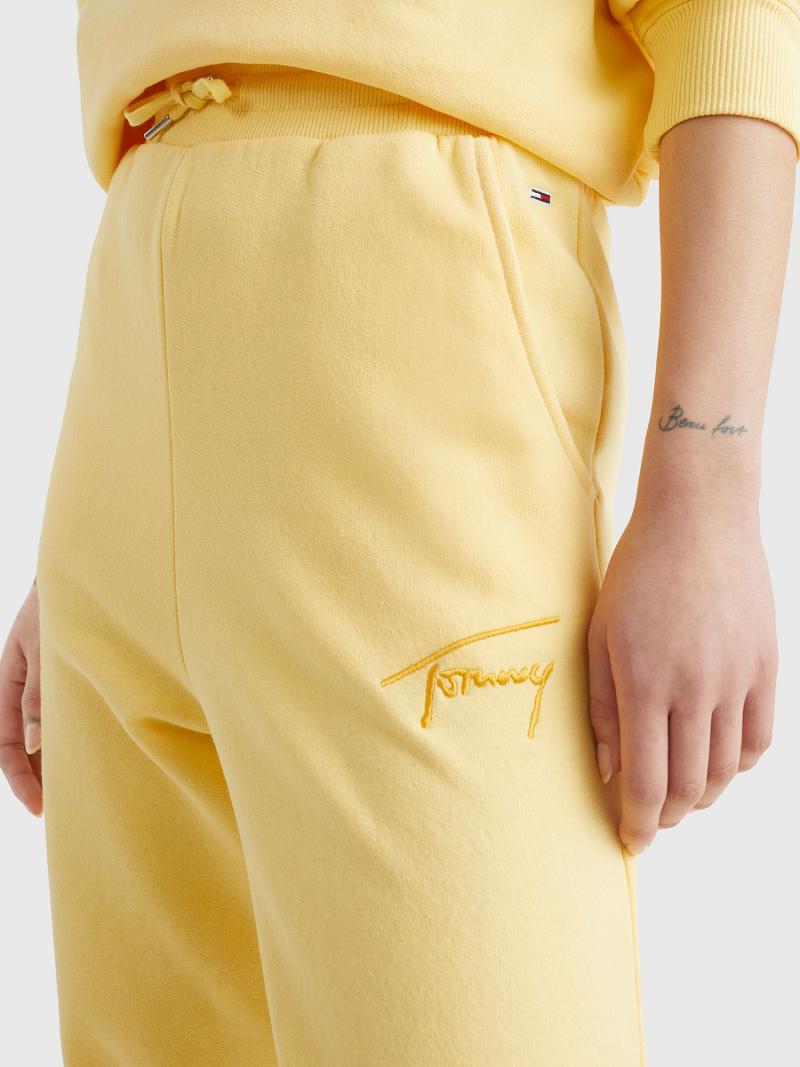 Pantalon Tommy Hilfiger Tommy Signature Sweatpant Femme Jaune | FR_W21259