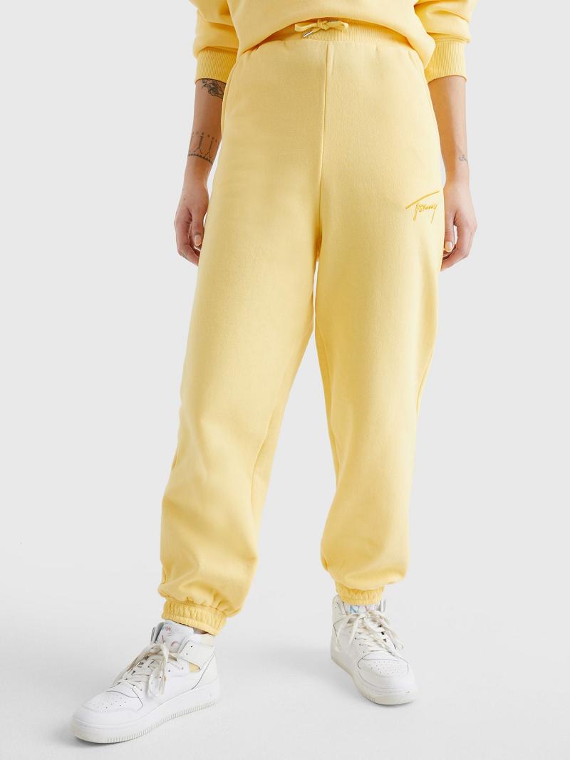 Pantalon Tommy Hilfiger Tommy Signature Sweatpant Femme Jaune | FR_W21259