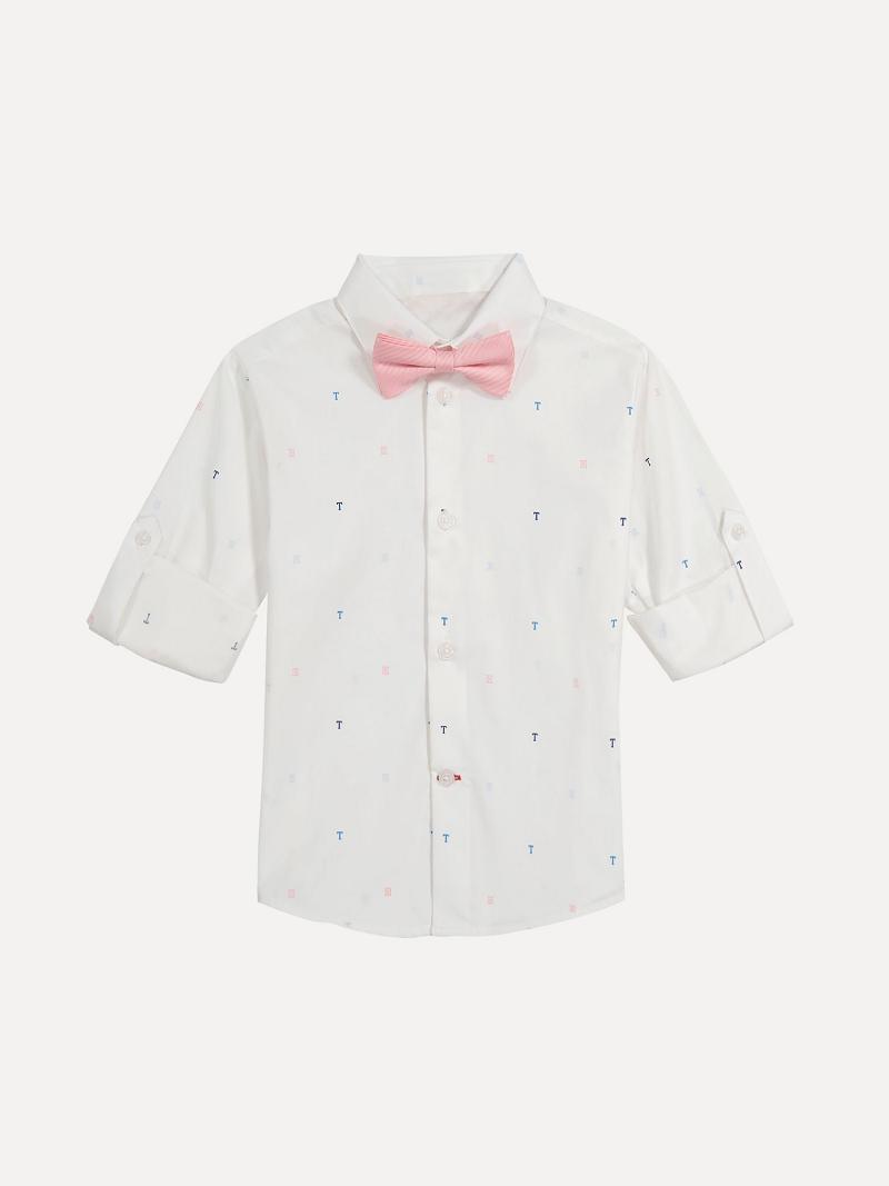 Pantalons Tommy Hilfiger Little TH Shirt, and Bow Tie Set Enfant Blanche | FR_B2222