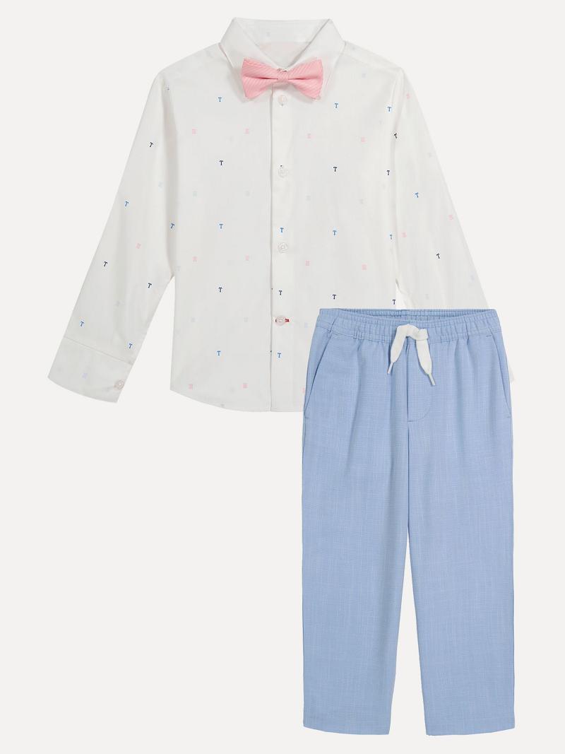 Pantalons Tommy Hilfiger Little TH Shirt, and Bow Tie Set Enfant Blanche | FR_B2222