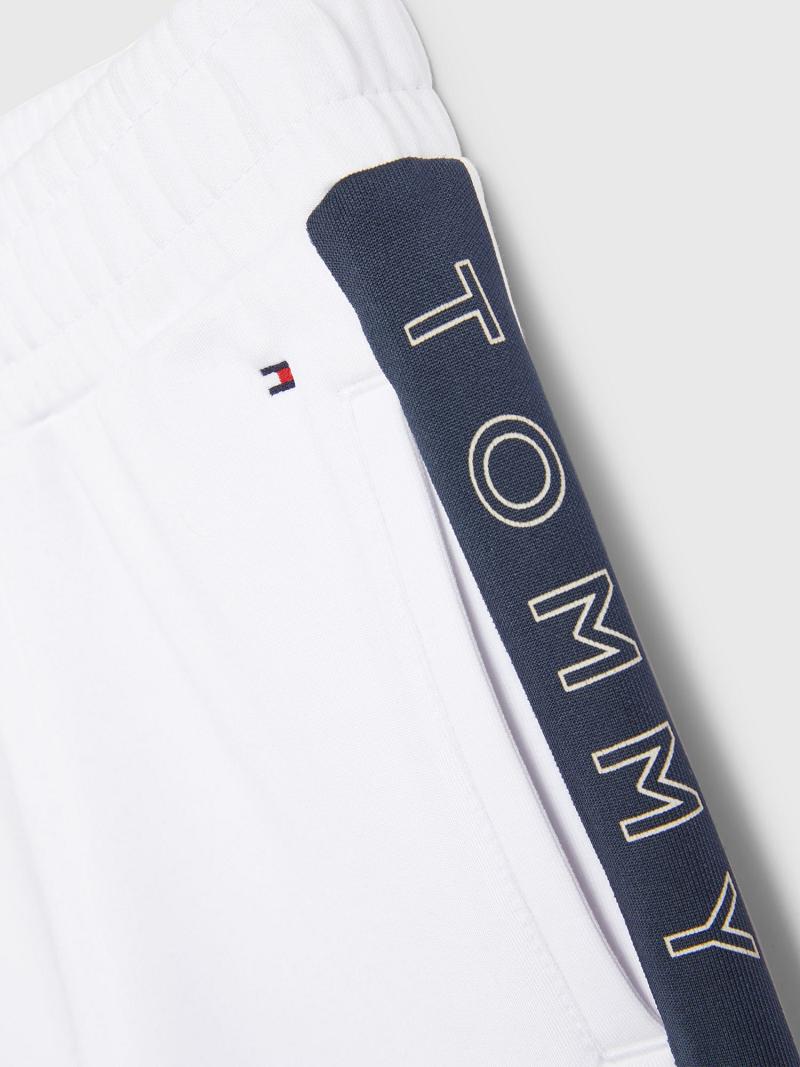 Pantalons Tommy Hilfiger Logo Tape Piste Pant Enfant Blanche | FR_G1286