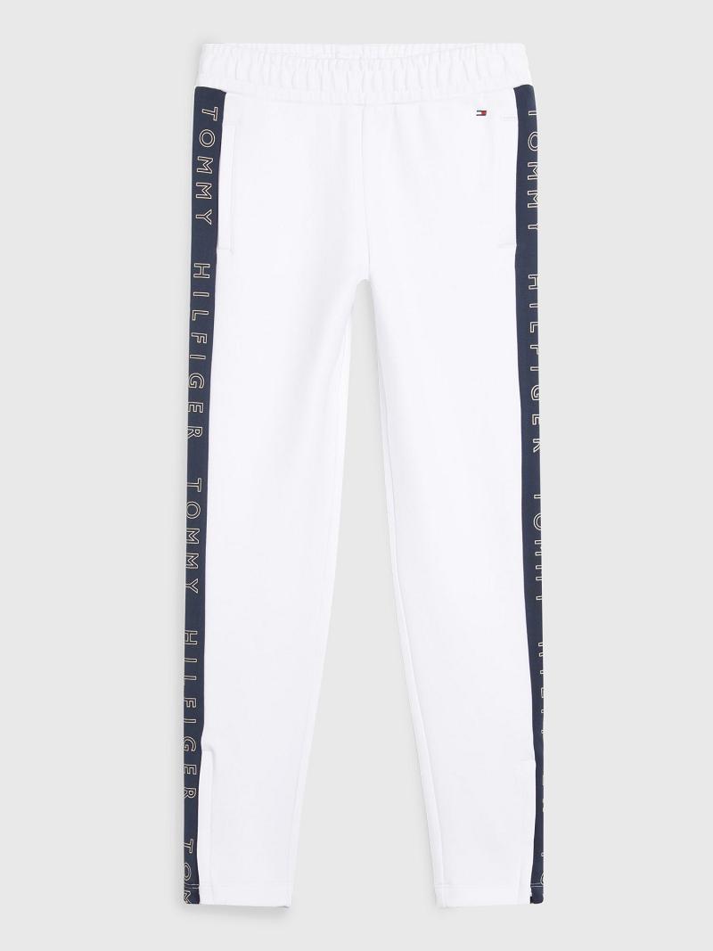 Pantalons Tommy Hilfiger Logo Tape Piste Pant Enfant Blanche | FR_G1286