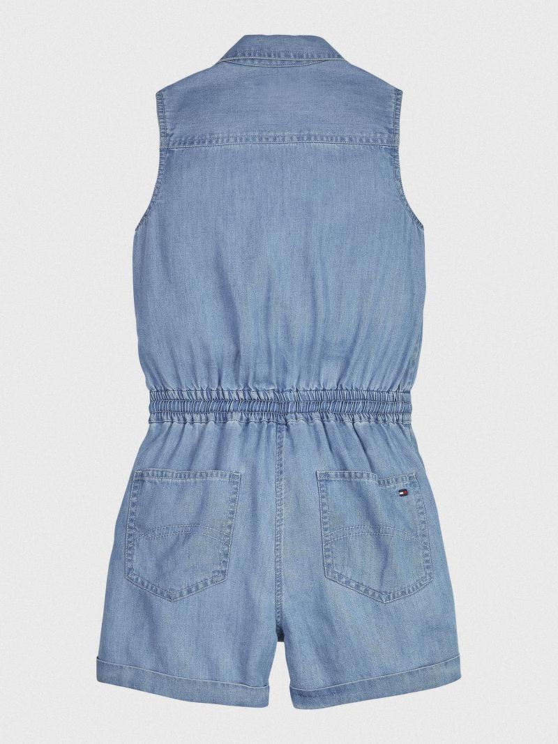 Pantalons Tommy Hilfiger Sans Manches Jumpsuit Enfant Bleu | FR_G1291