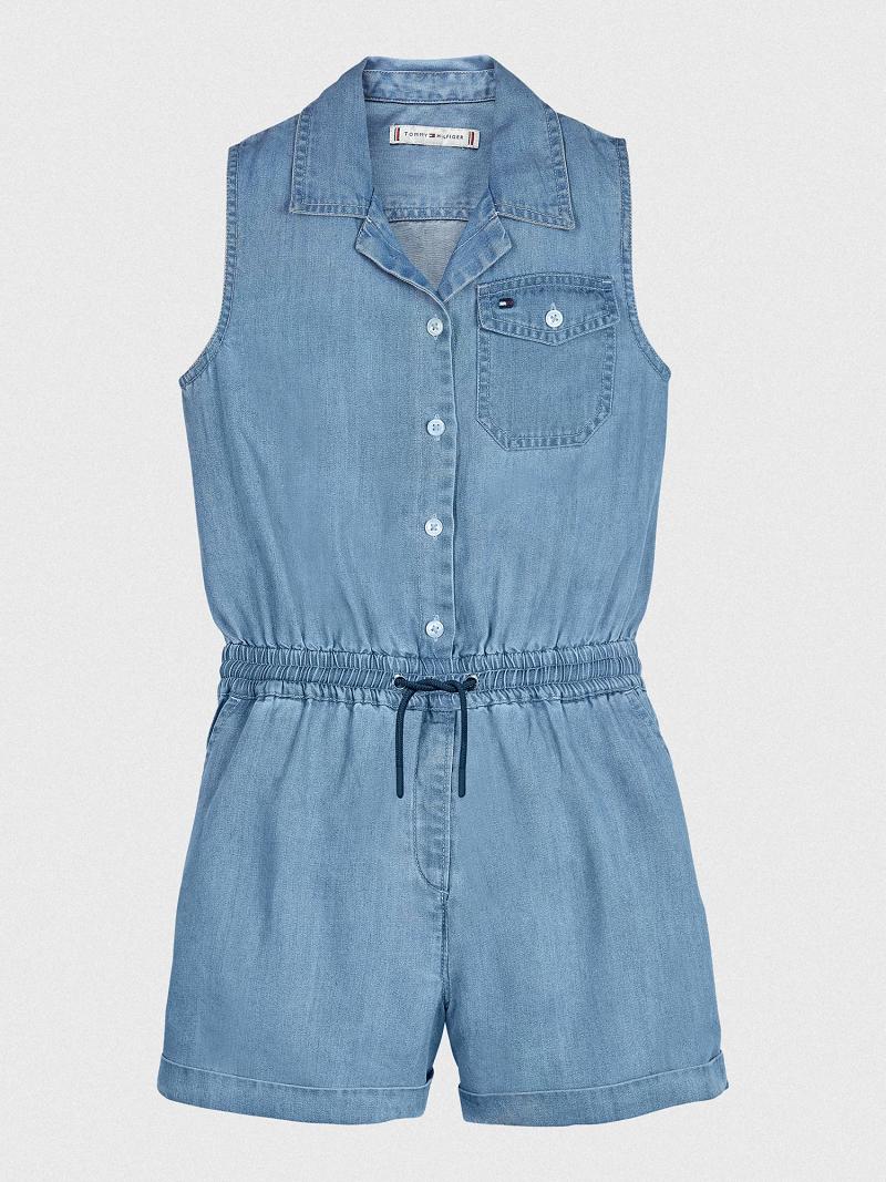 Pantalons Tommy Hilfiger Sans Manches Jumpsuit Enfant Bleu | FR_G1291