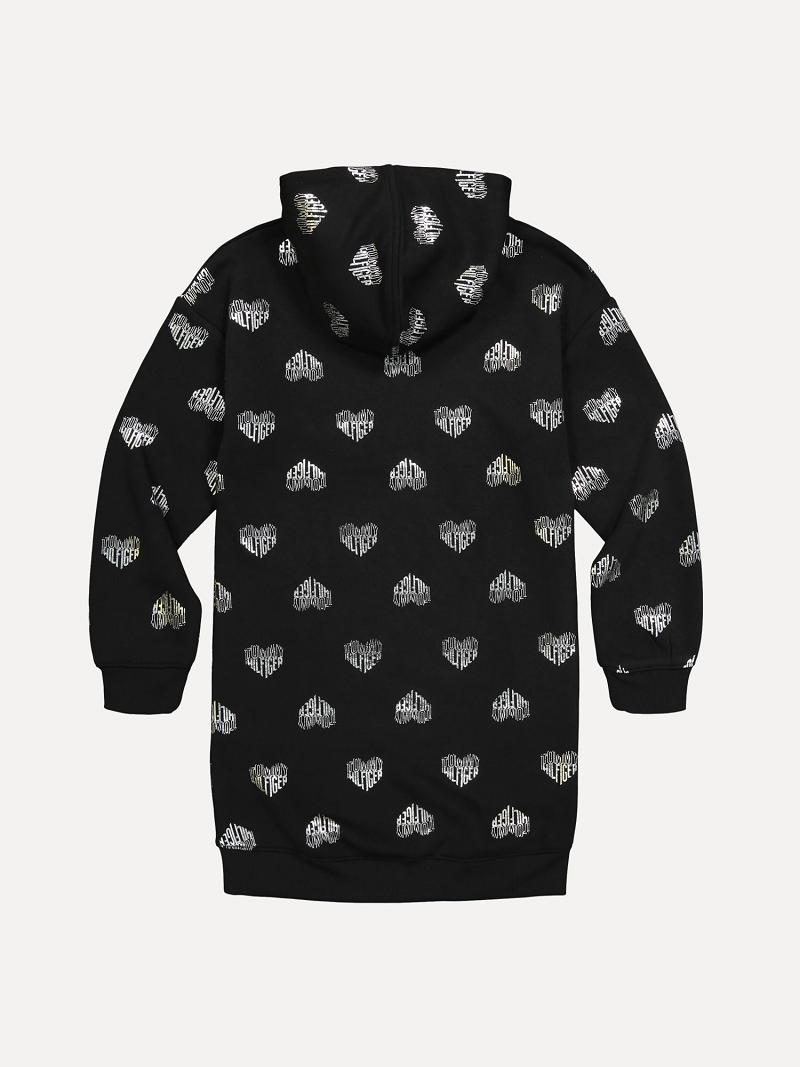 Peignoir Tommy Hilfiger Big Heart Sweatshirt Enfant Noir | FR_G1041