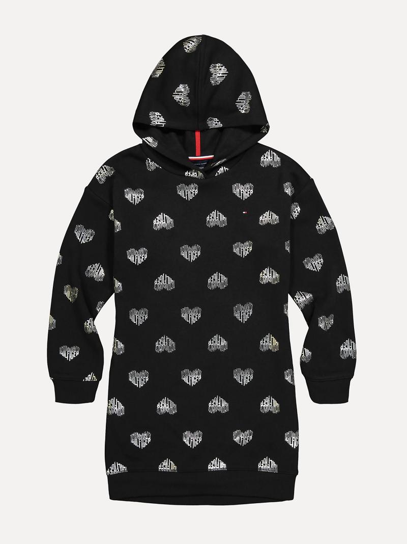 Peignoir Tommy Hilfiger Big Heart Sweatshirt Enfant Noir | FR_G1041