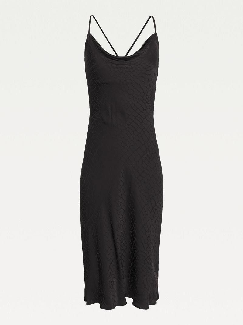 Peignoir Tommy Hilfiger Cross Back Slip Femme Noir | FR_W21051