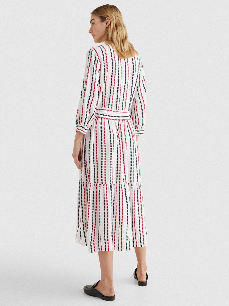 Peignoir Tommy Hilfiger Dot Midi Shirtdress Femme Stripes | FR_W21058