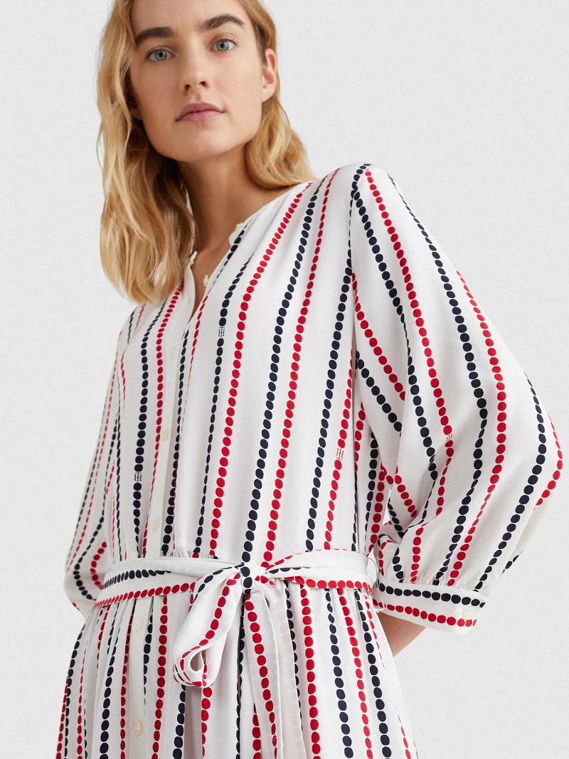 Peignoir Tommy Hilfiger Dot Midi Shirtdress Femme Stripes | FR_W21058