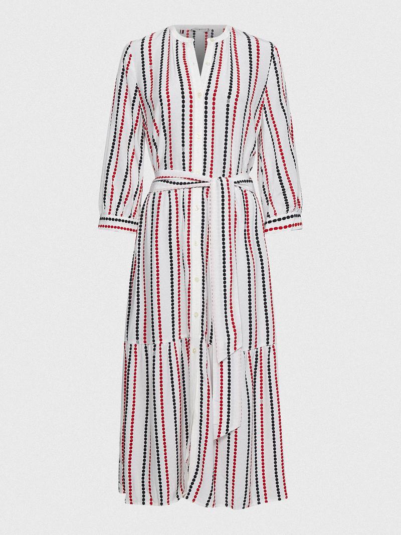 Peignoir Tommy Hilfiger Dot Midi Shirtdress Femme Stripes | FR_W21058