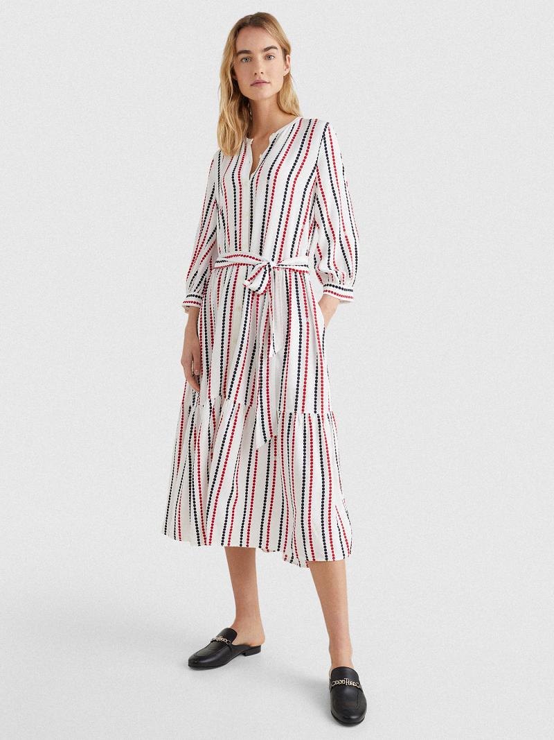 Peignoir Tommy Hilfiger Dot Midi Shirtdress Femme Stripes | FR_W21058