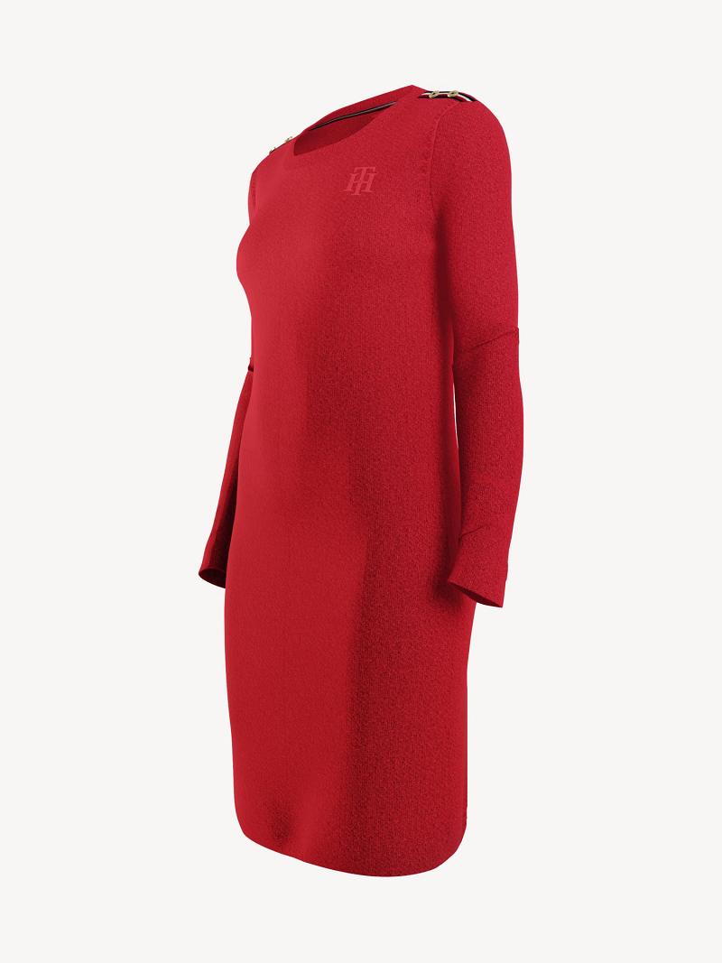 Peignoir Tommy Hilfiger Essential Monogram Long-Sleeve Femme Rouge | FR_W21068