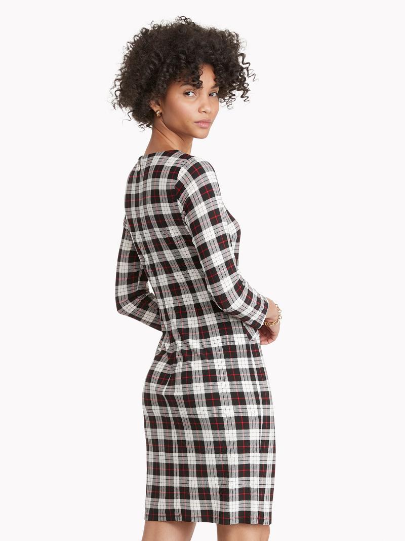 Peignoir Tommy Hilfiger Essential Plaid Jersey Long-Sleeve Femme Noir | FR_W21069