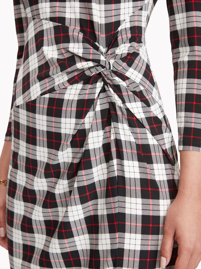 Peignoir Tommy Hilfiger Essential Plaid Jersey Long-Sleeve Femme Noir | FR_W21069