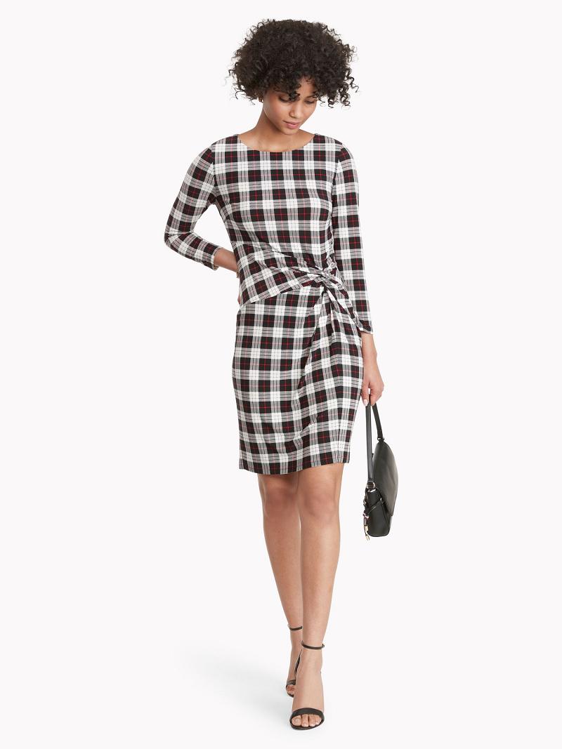 Peignoir Tommy Hilfiger Essential Plaid Jersey Long-Sleeve Femme Noir | FR_W21069