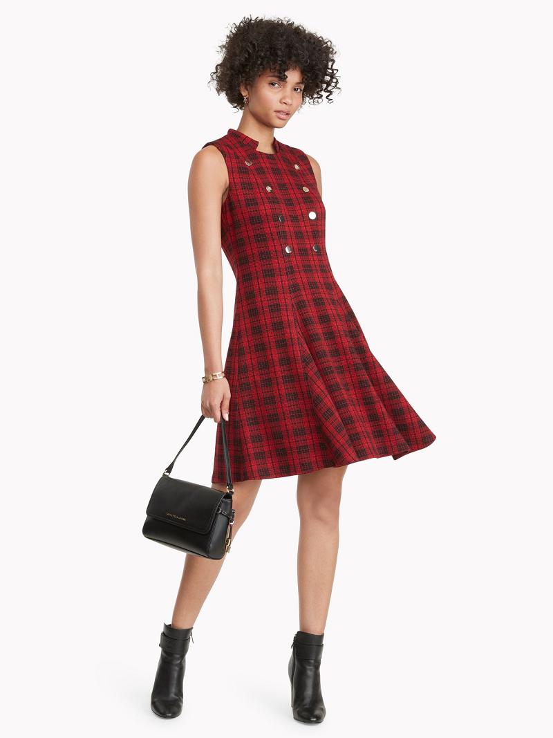 Peignoir Tommy Hilfiger Essential Plaid Knit Femme Rouge Noir | FR_W21070