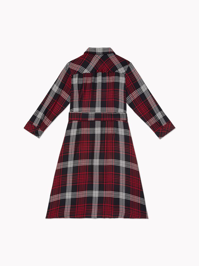 Peignoir Tommy Hilfiger Essential Plaid Long-Sleeve Femme Blanche Multicolore | FR_W21071