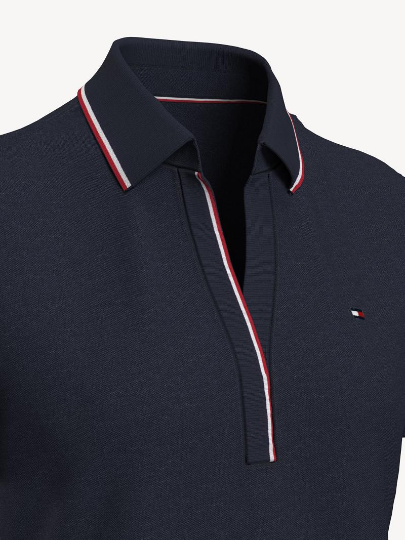 Peignoir Tommy Hilfiger Essential Split-Neck Polo Femme Bleu Marine | FR_W21076