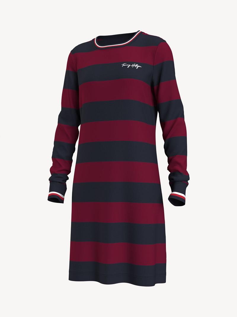 Peignoir Tommy Hilfiger Essential Stripe Favorite T-Shirt Femme Bleu Marine Multicolore | FR_W21077