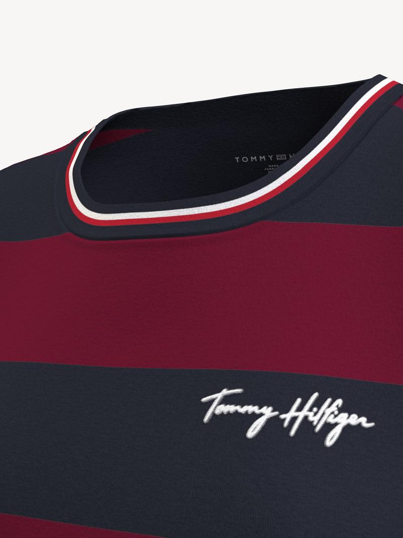 Peignoir Tommy Hilfiger Essential Stripe Favorite T-Shirt Femme Bleu Marine Multicolore | FR_W21077