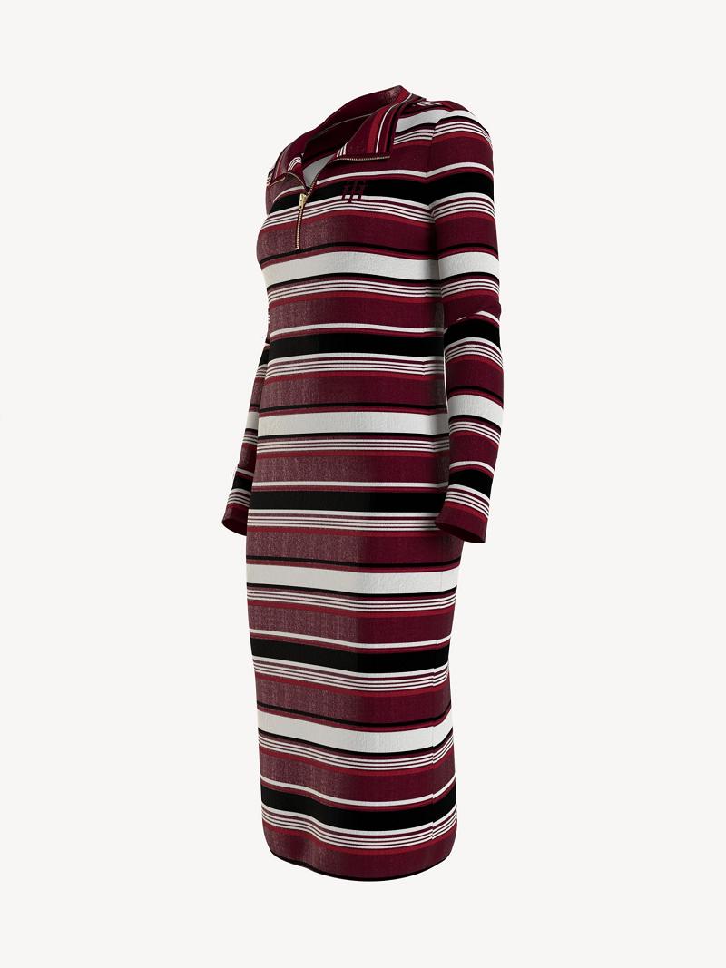 Peignoir Tommy Hilfiger Essential Stripe Half-Zip Femme Multicolore | FR_W21078