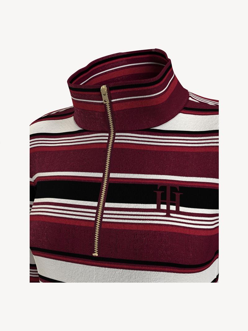 Peignoir Tommy Hilfiger Essential Stripe Half-Zip Femme Multicolore | FR_W21078