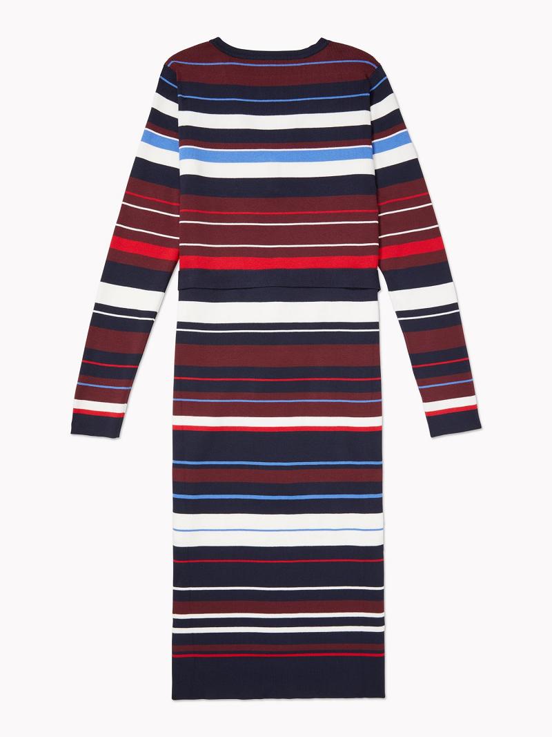 Peignoir Tommy Hilfiger Essential Stripe Henley Femme Bleu Marine Multicolore | FR_W21079