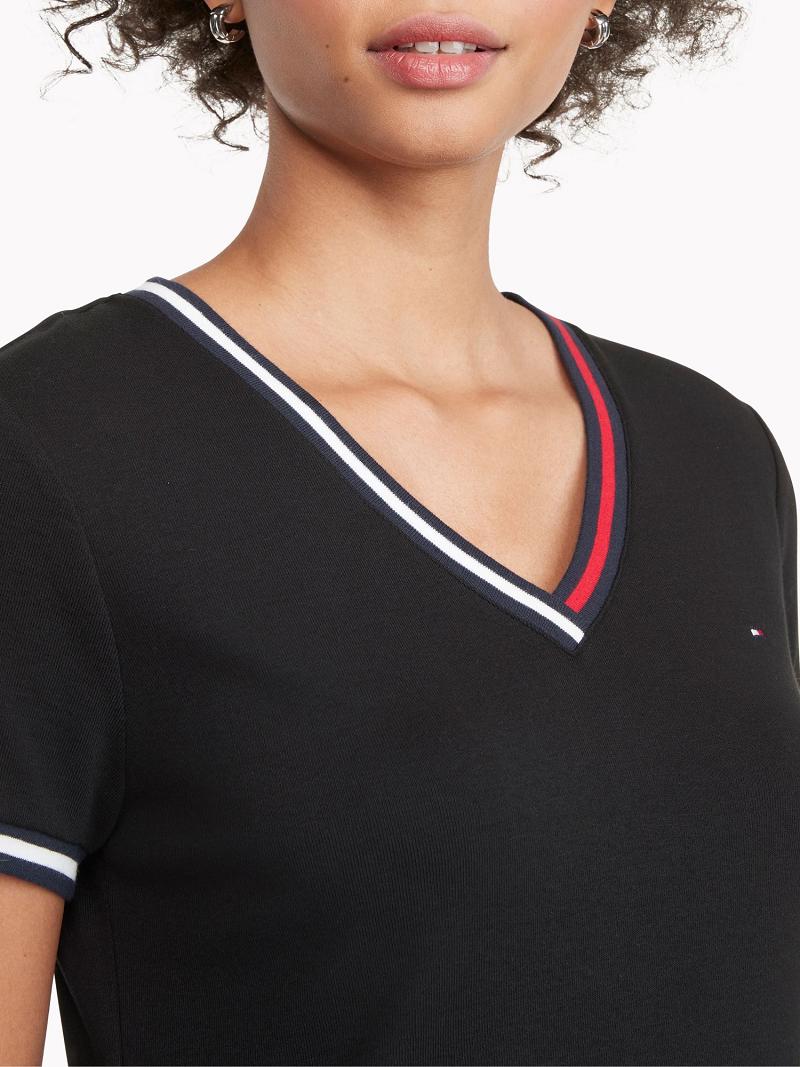 Peignoir Tommy Hilfiger Essential V-Neck Femme Noir | FR_W21081