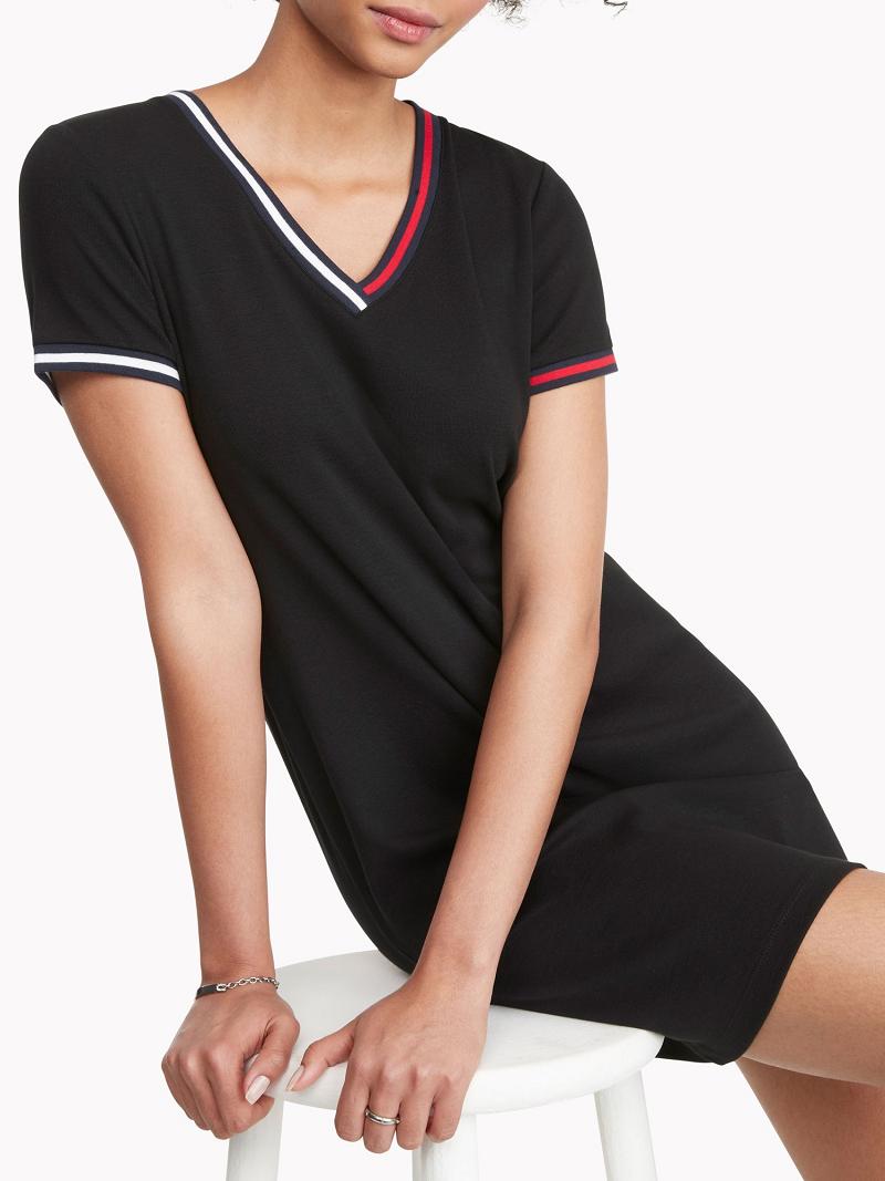 Peignoir Tommy Hilfiger Essential V-Neck Femme Noir | FR_W21081