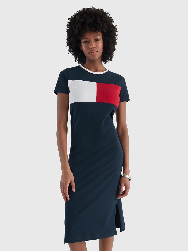 Peignoir Tommy Hilfiger Flag Midi Femme Bleu Marine | FR_W21087