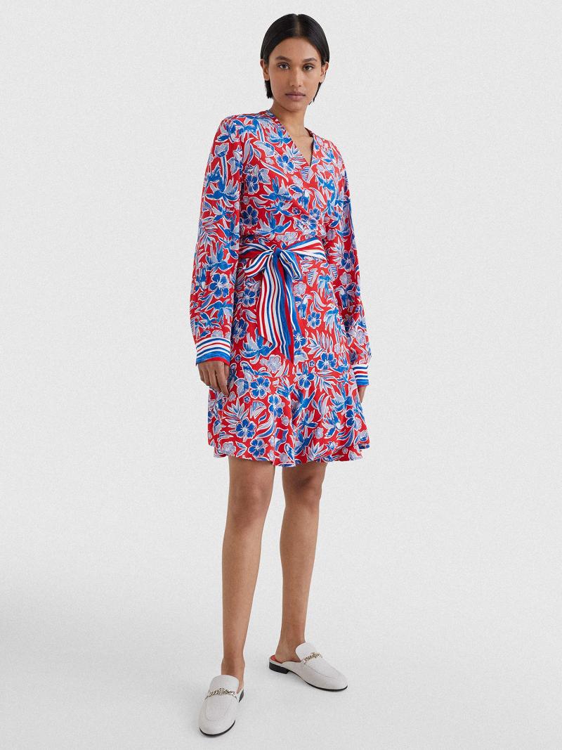 Peignoir Tommy Hilfiger Floral Wrap Femme Rouge | FR_W21093