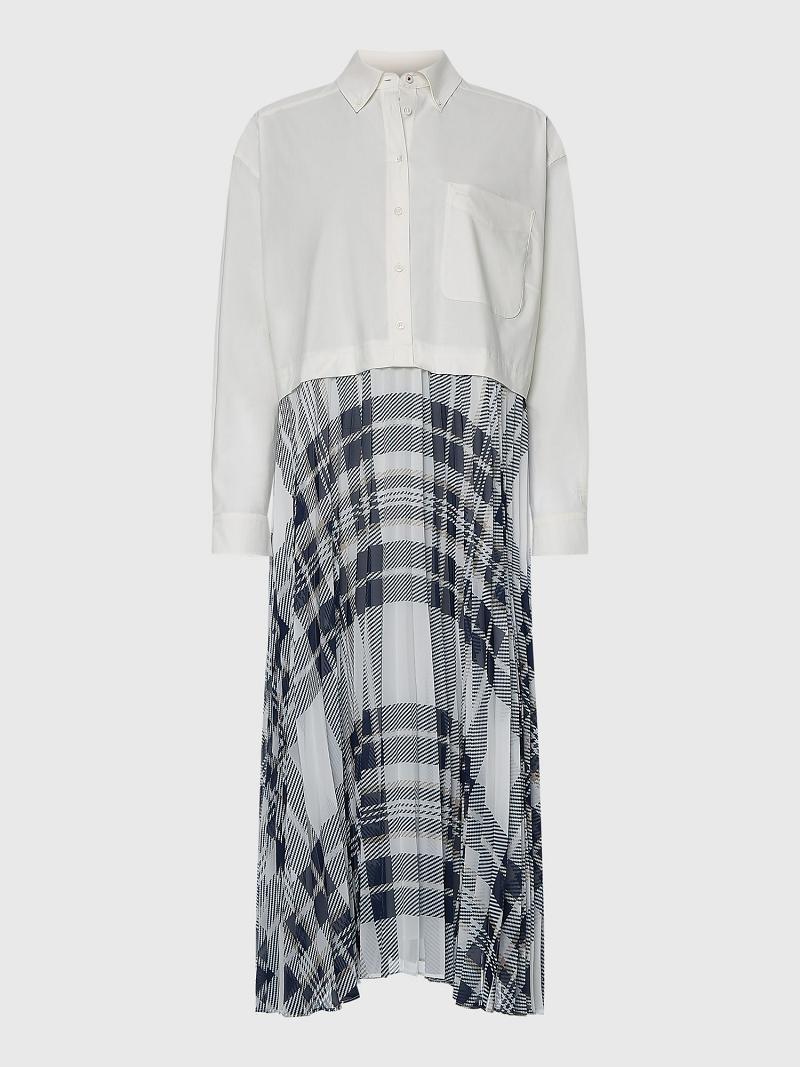 Peignoir Tommy Hilfiger Icon Pleated Shirt Femme Blanche | FR_W21098