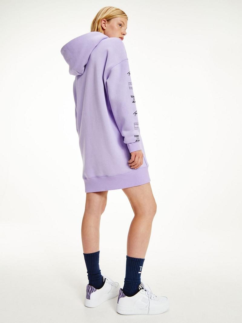 Peignoir Tommy Hilfiger Organic Coton Logo Hoodie Femme Violette | FR_W21103