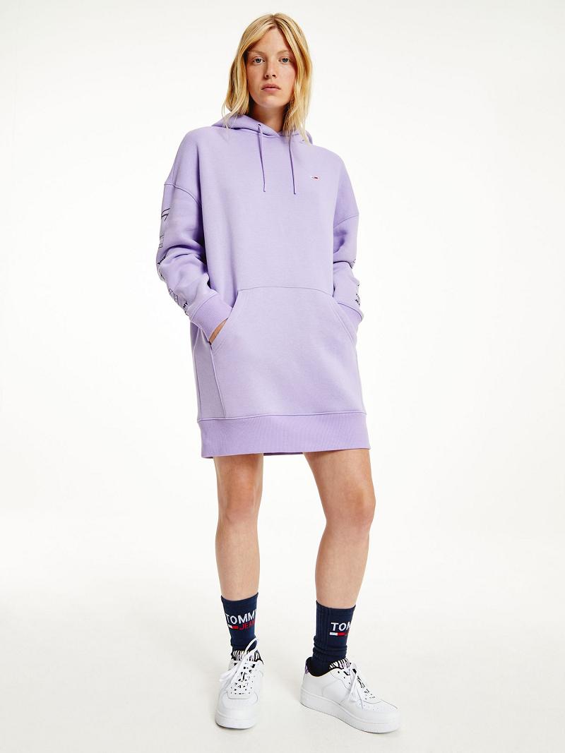 Peignoir Tommy Hilfiger Organic Coton Logo Hoodie Femme Violette | FR_W21103