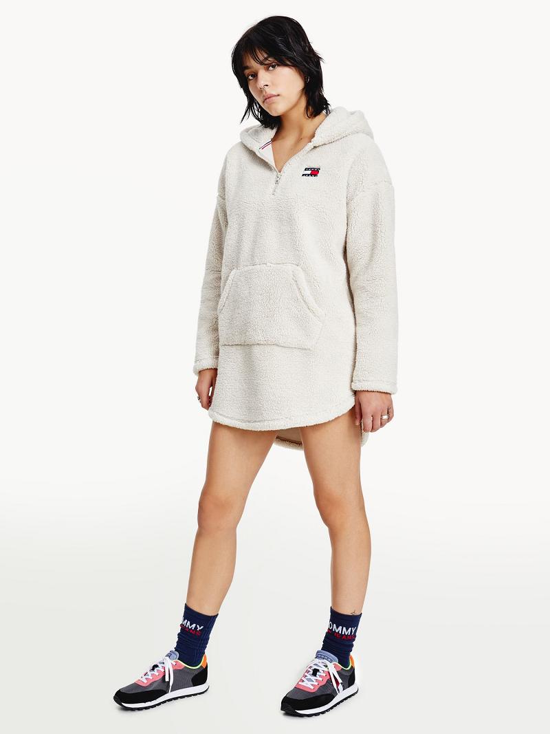 Peignoir Tommy Hilfiger Recycled Badge Hoodie Femme Beige | FR_W21108