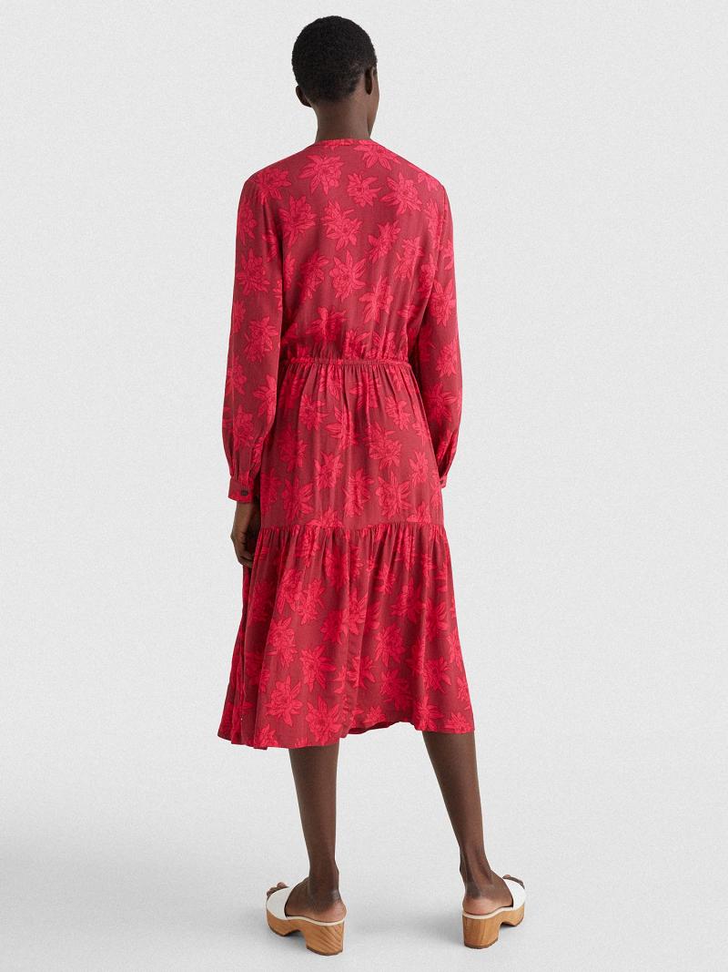 Peignoir Tommy Hilfiger Relaxed Fit Floral Maxi Shift Femme Rouge | FR_W21110