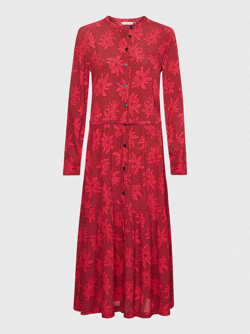 Peignoir Tommy Hilfiger Relaxed Fit Floral Maxi Shift Femme Rouge | FR_W21110