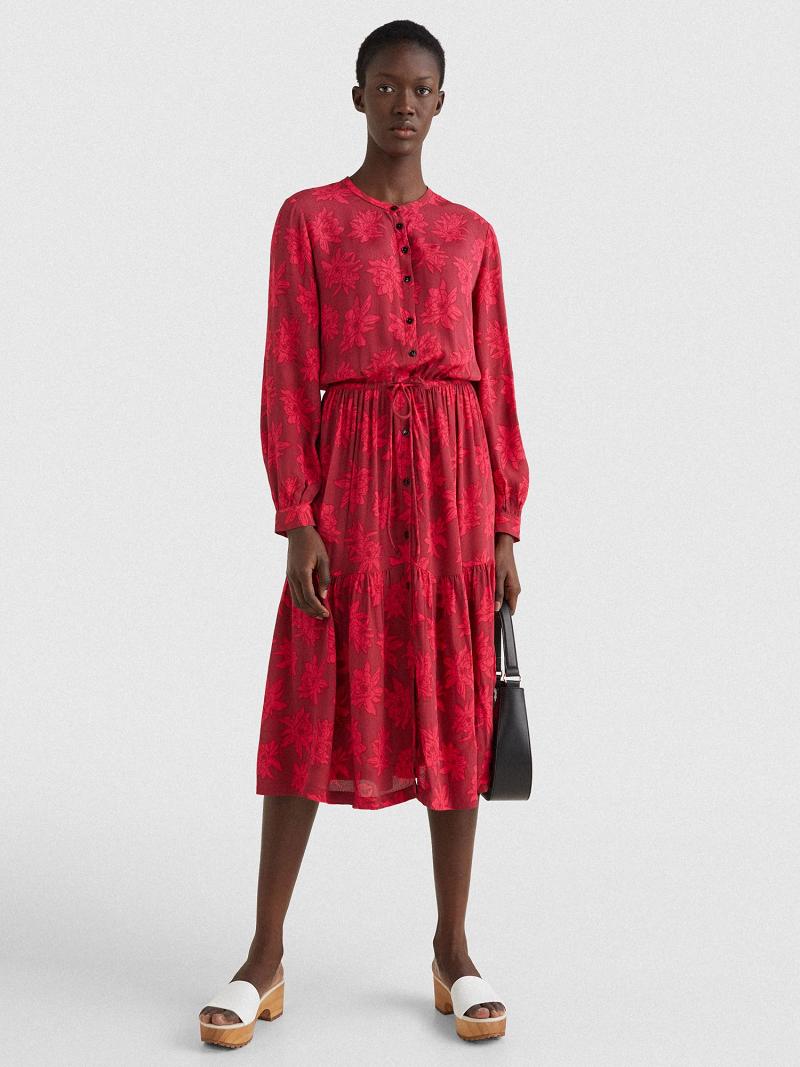 Peignoir Tommy Hilfiger Relaxed Fit Floral Maxi Shift Femme Rouge | FR_W21110