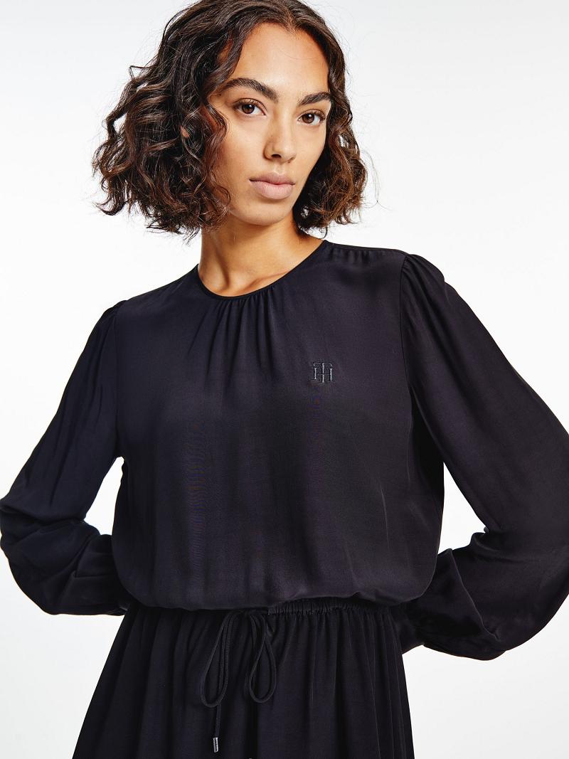 Peignoir Tommy Hilfiger Relaxed Fit Long-Sleeve Femme Noir | FR_W21111