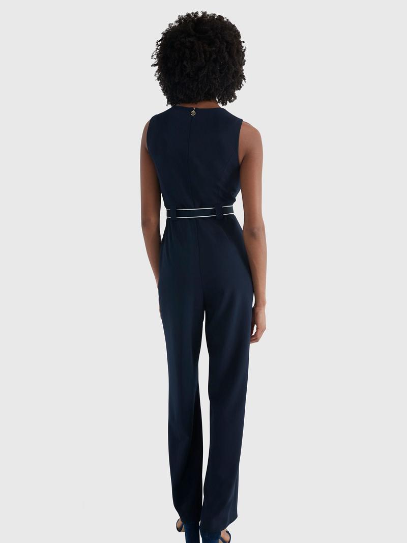 Peignoir Tommy Hilfiger Sans Manches Belted Jumpsuit Femme Bleu | FR_W21119