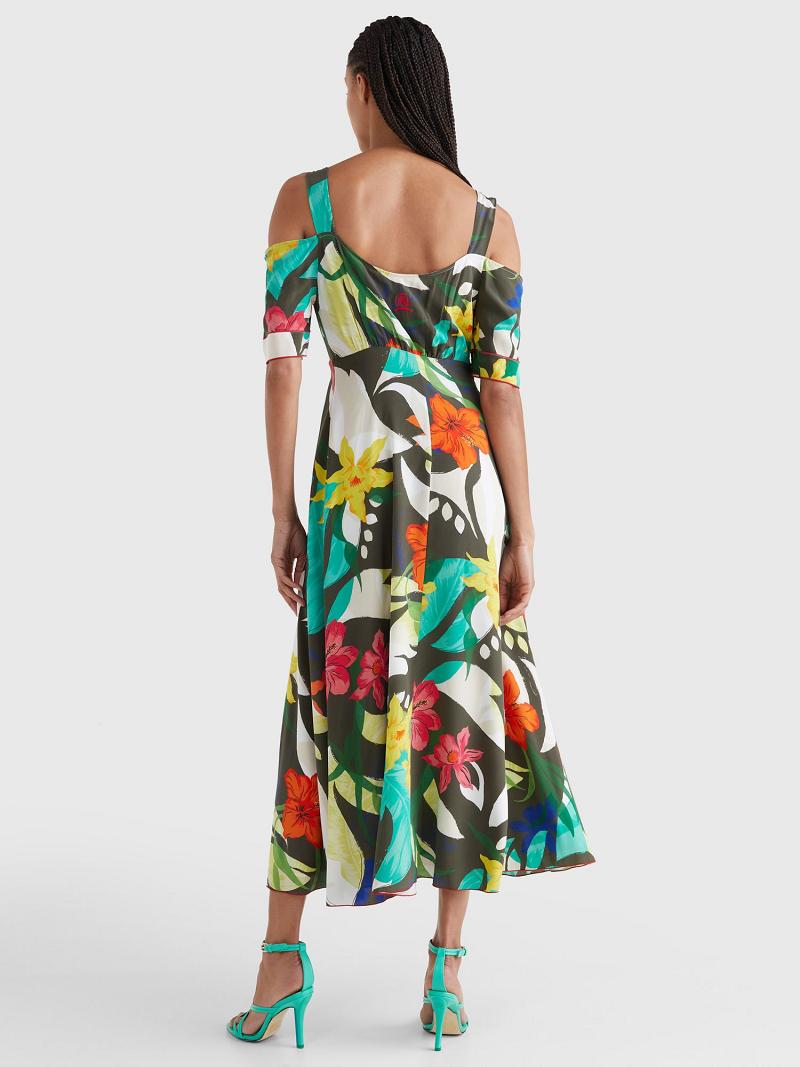 Peignoir Tommy Hilfiger Silk Hawaiian Maxi Femme Multicolore | FR_W21118